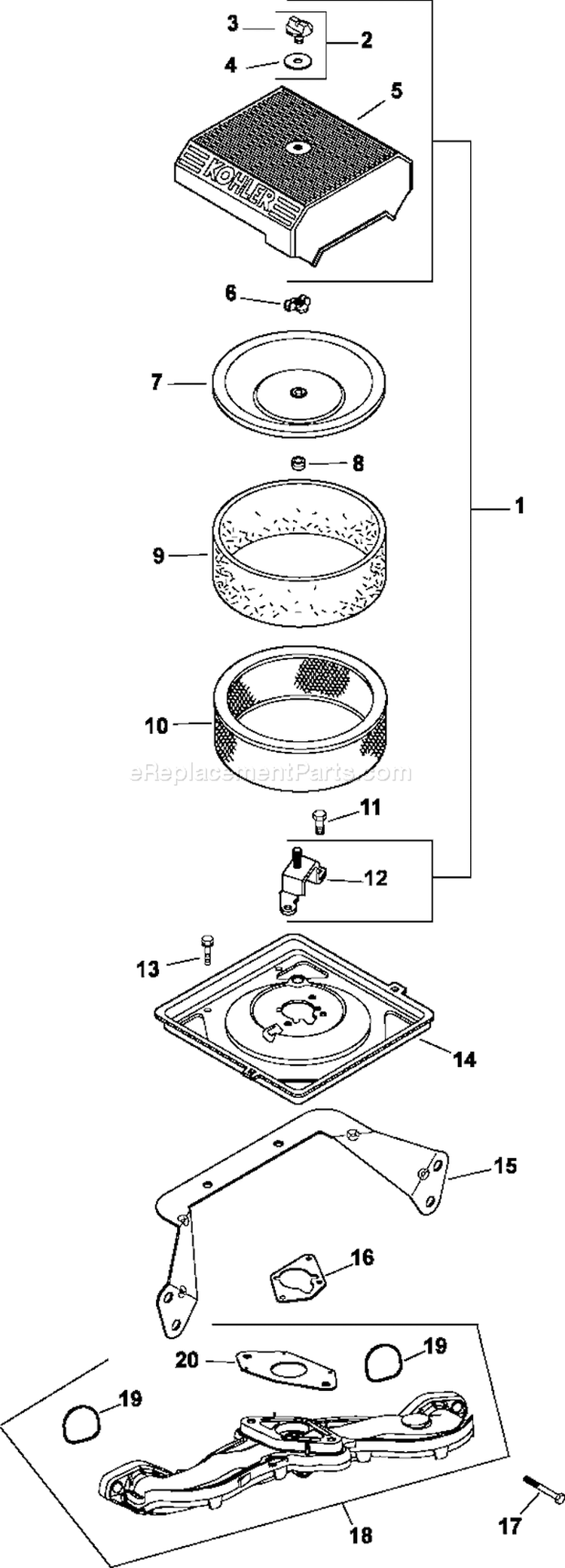 Page B Diagram and Parts List for CH23-76632  Kohler Engine