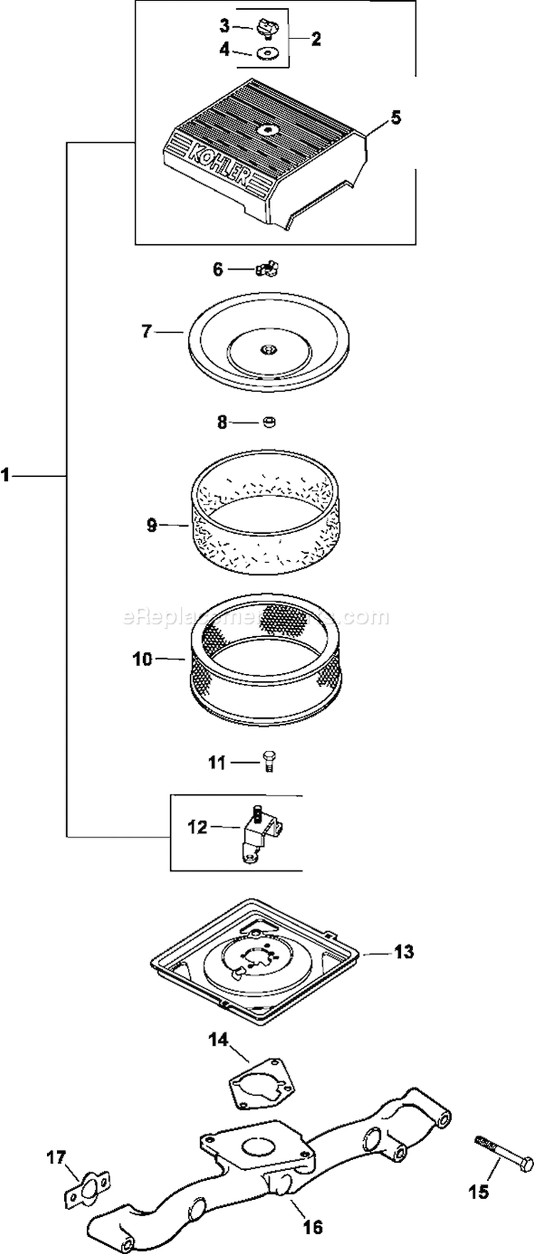 Page A Diagram and Parts List for CH25-68516  Kohler Engine