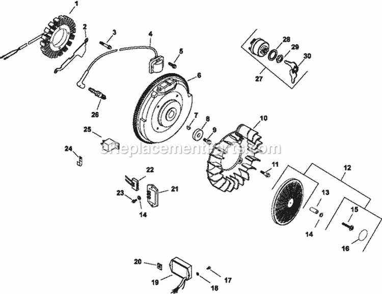 Page J Diagram and Parts List for CH25-68570  Kohler Engine