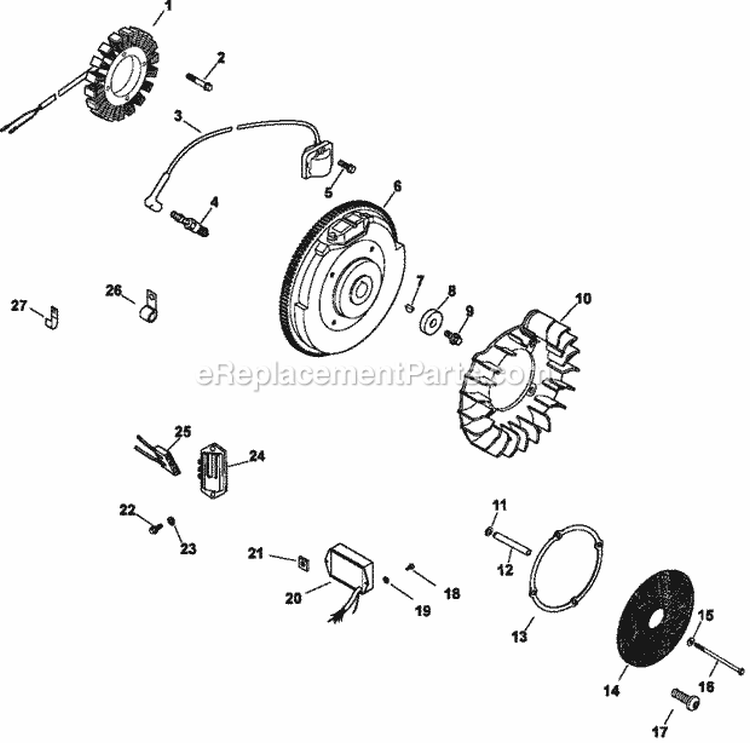 Page J Diagram and Parts List for CH25-68571  Kohler Engine