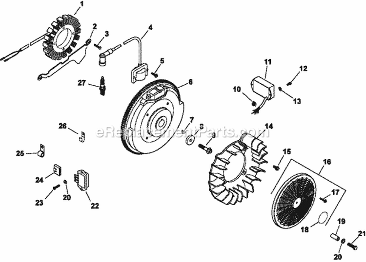 Page J Diagram and Parts List for CH25-68575  Kohler Engine