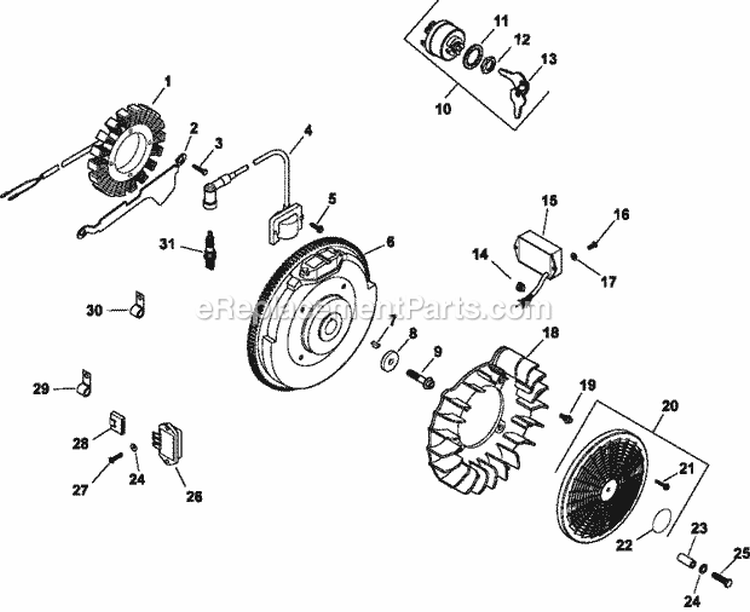 Page J Diagram and Parts List for CH25-68580  Kohler Engine