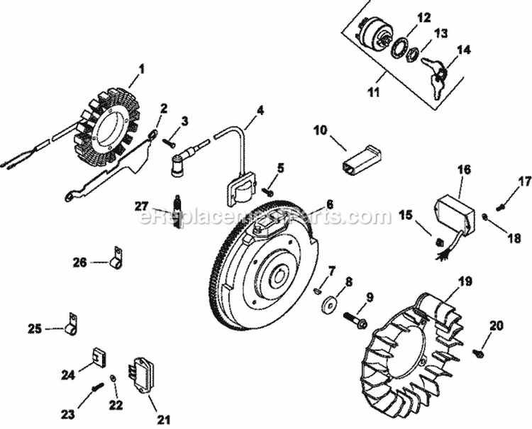 Page K Diagram and Parts List for CH25-68617  Kohler Engine