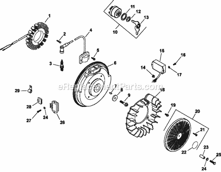 Page K Diagram and Parts List for CH25-68626  Kohler Engine