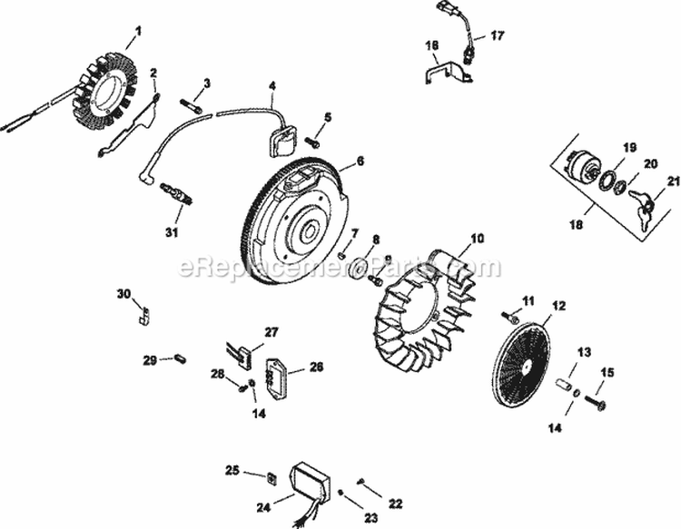 Page J Diagram and Parts List for CH25-68652  Kohler Engine