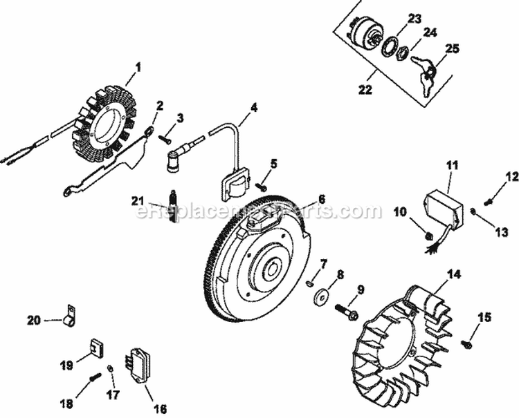Page J Diagram and Parts List for CH25-68599  Kohler Engine