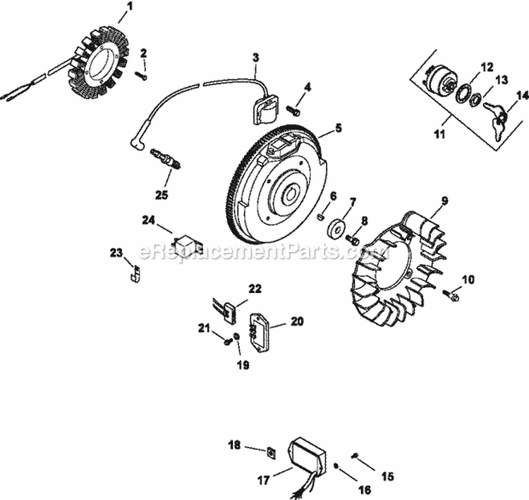 Page J Diagram and Parts List for CH25-68671  Kohler Engine