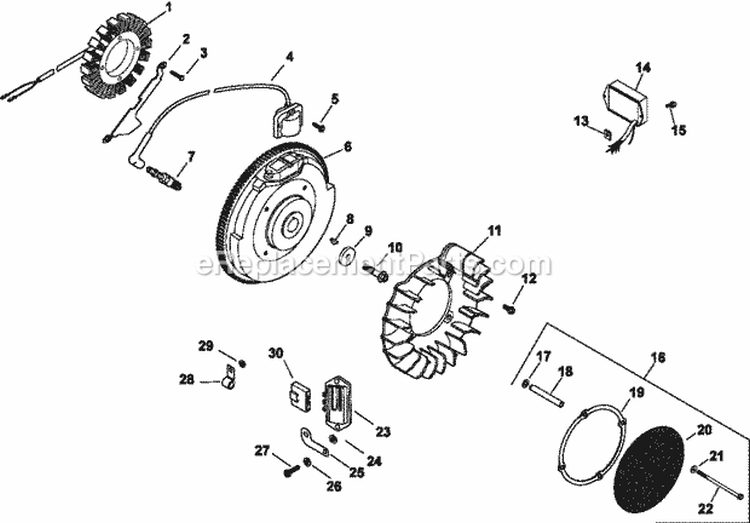 Page J Diagram and Parts List for CH25-68601  Kohler Engine