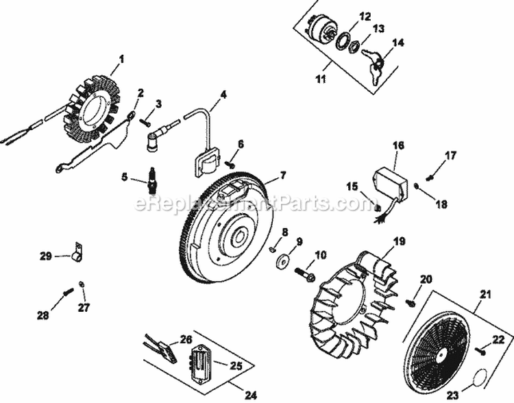 Page J Diagram and Parts List for CH25-68705  Kohler Engine