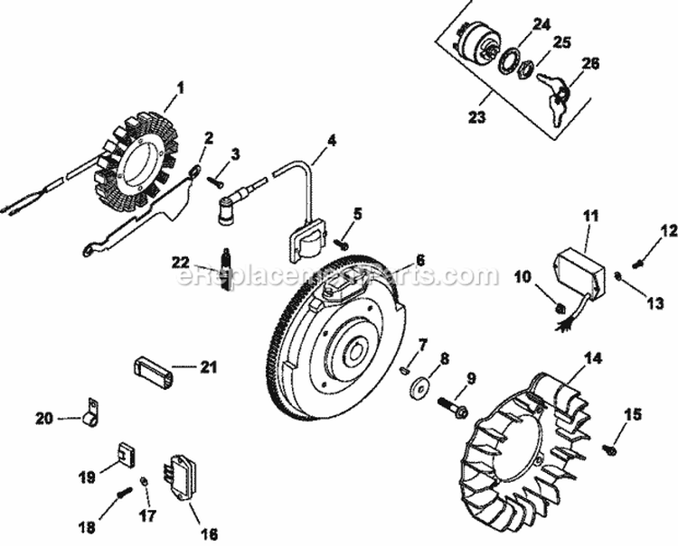 Page J Diagram and Parts List for CH25-68713  Kohler Engine