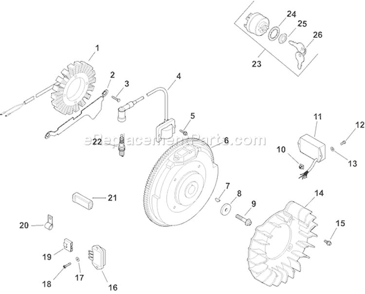 Page J Diagram and Parts List for CH25GS-68713  Kohler Engine