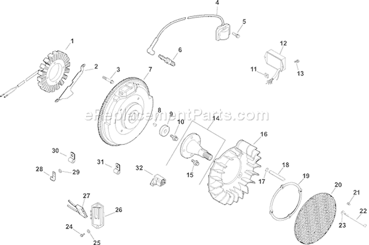 Page J Diagram and Parts List for CH25S-68597  Kohler Engine