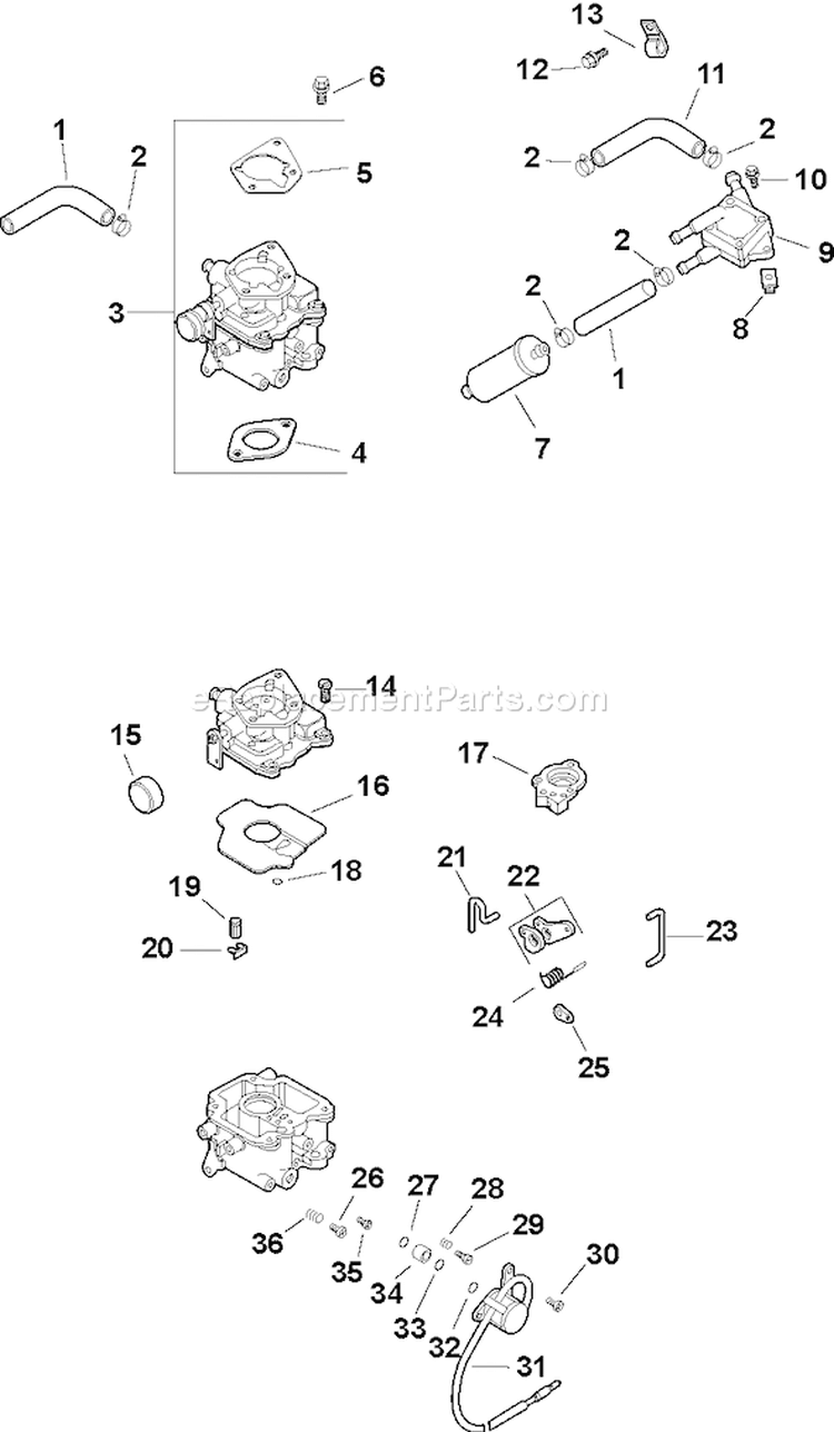 Page H Diagram and Parts List for CH25S-68616  Kohler Engine
