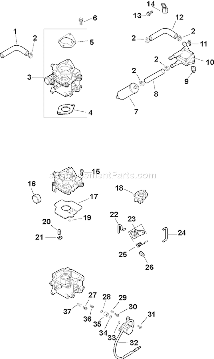 Page H Diagram and Parts List for CH25S-68630  Kohler Engine