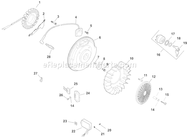 Page J Diagram and Parts List for CH25S-68668  Kohler Engine