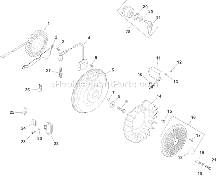 Page J Diagram and Parts List for CH25S-68672  Kohler Engine