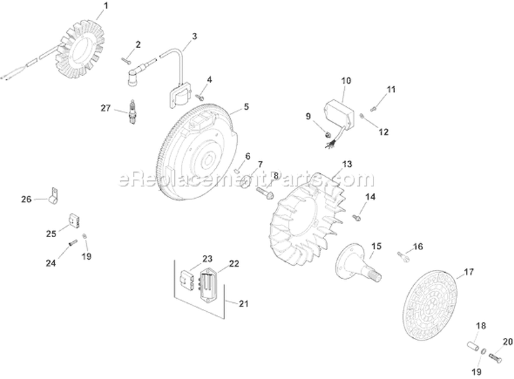Page J Diagram and Parts List for CH25S-68677  Kohler Engine