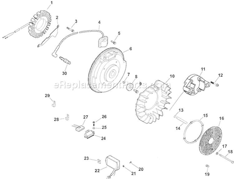 Page J Diagram and Parts List for CH25S-68703  Kohler Engine