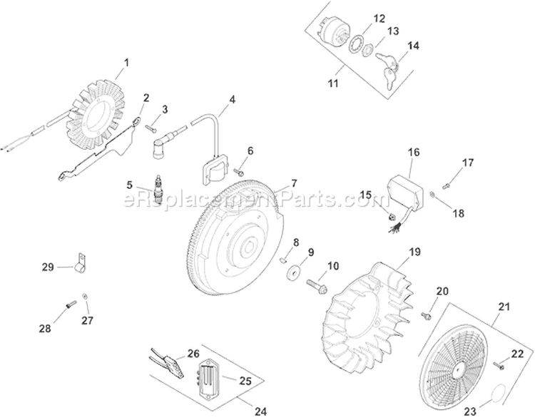 Page J Diagram and Parts List for CH25S-68705  Kohler Engine