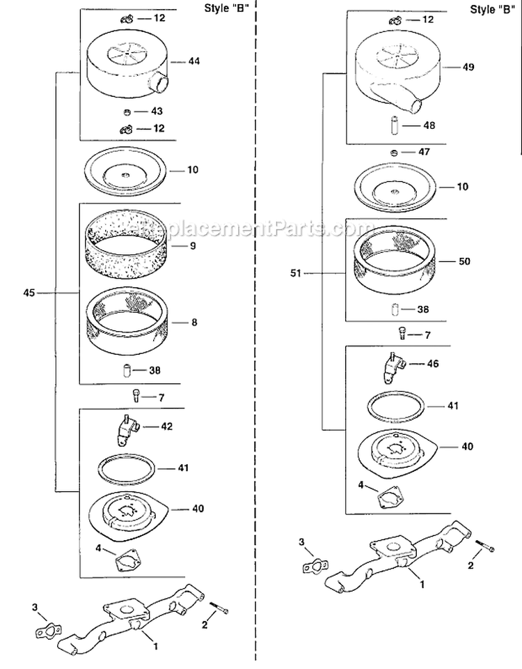 Page B Diagram and Parts List for CH25S-68538  Kohler Engine
