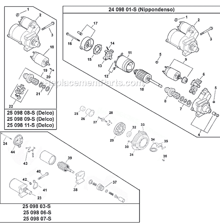 Starting Group Diagram and Parts List for CH25S-68538  Kohler Engine