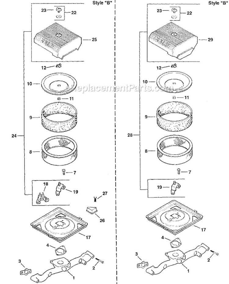 Page C Diagram and Parts List for CH25S-68538  Kohler Engine