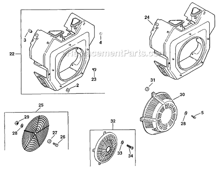 Blower Housing  Baffles Diagram and Parts List for CH25S-68538  Kohler Engine