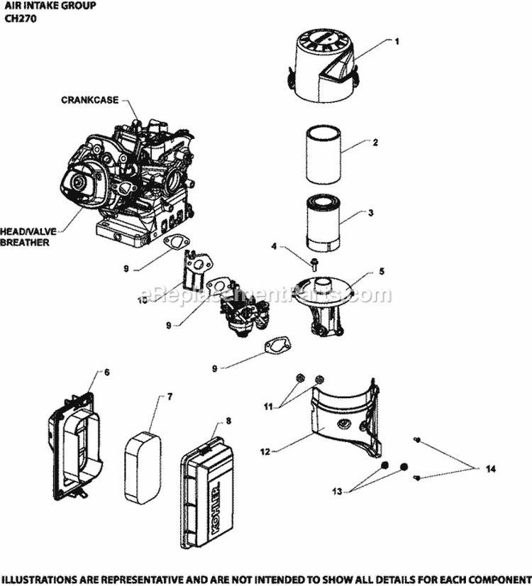 Page A Diagram and Parts List for CH270-0017  Kohler Engine
