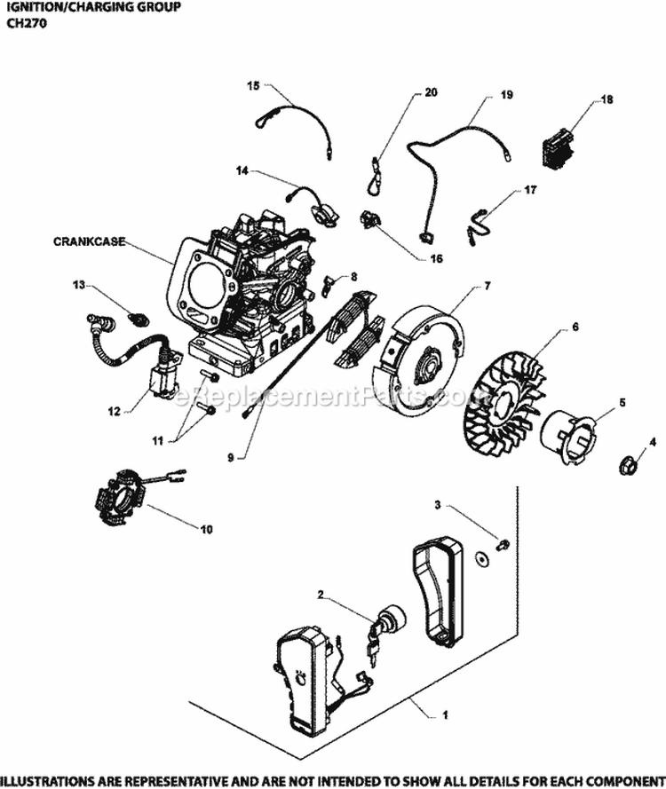 Page J Diagram and Parts List for CH270-0017  Kohler Engine