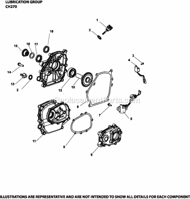 Page K Diagram and Parts List for CH270-0017  Kohler Engine