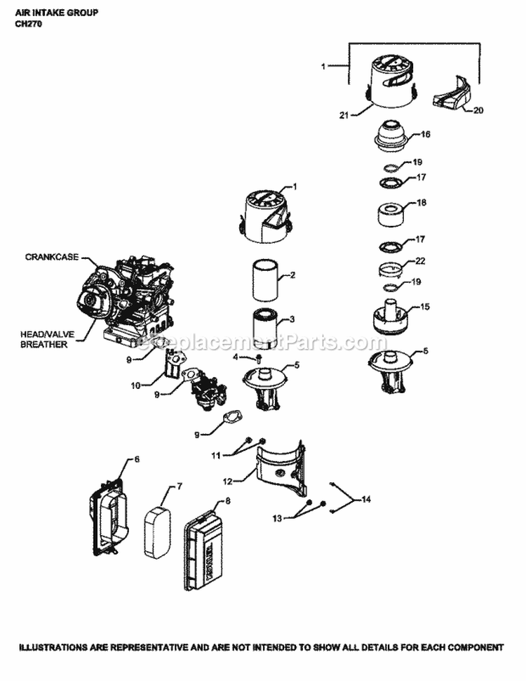 Page A Diagram and Parts List for CH270-3016  Kohler Engine