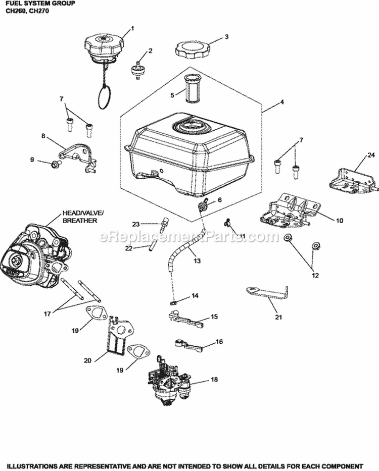 Page G Diagram and Parts List for CH270-3016  Kohler Engine