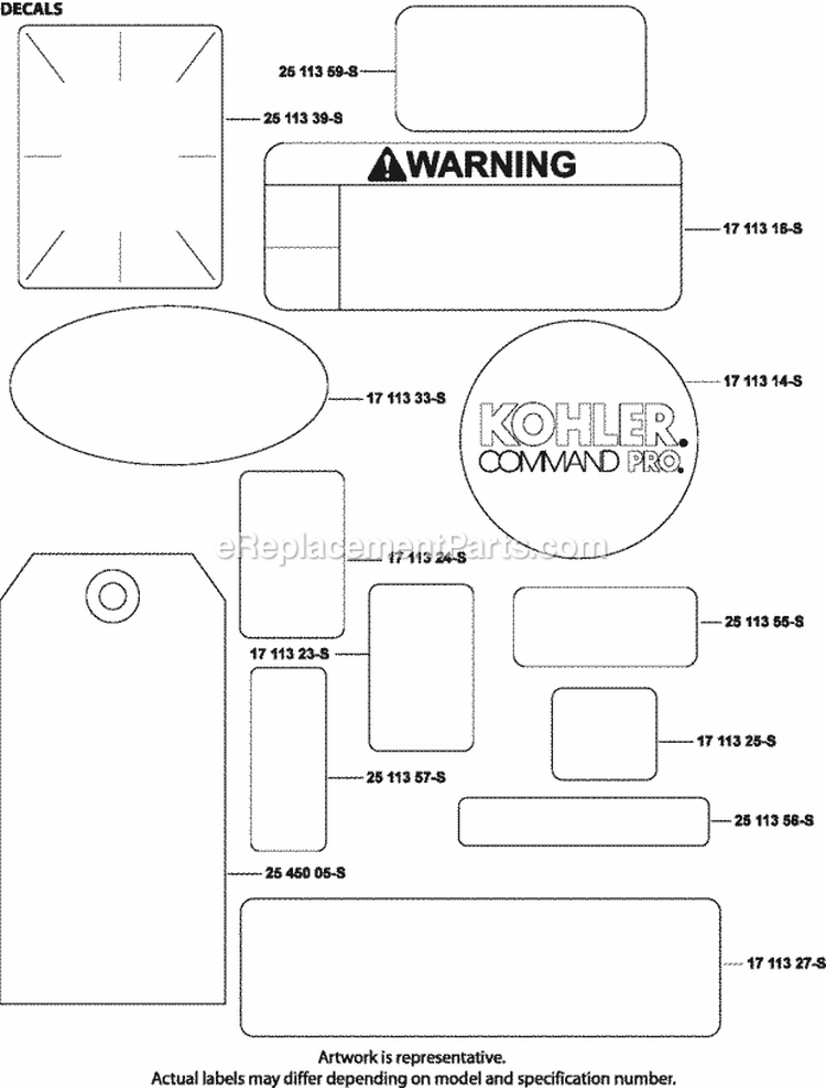 Page E Diagram and Parts List for CH270-0055  Kohler Engine