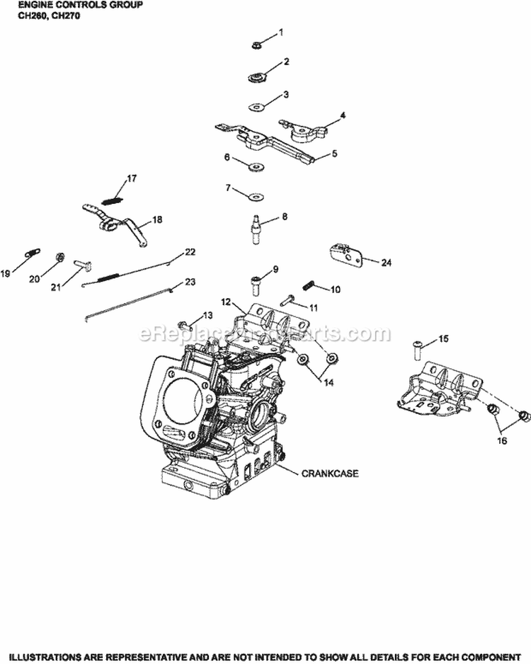 Page E Diagram and Parts List for CH270-3016  Kohler Engine
