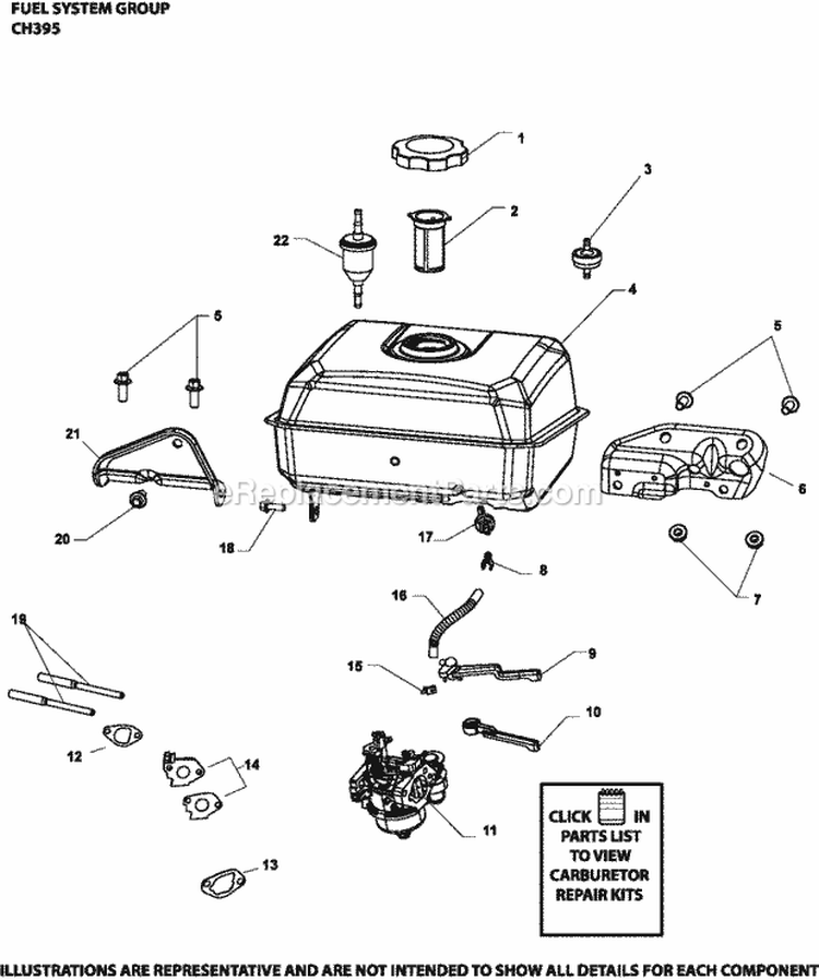 Page H Diagram and Parts List for CH395-0121  Kohler Engine