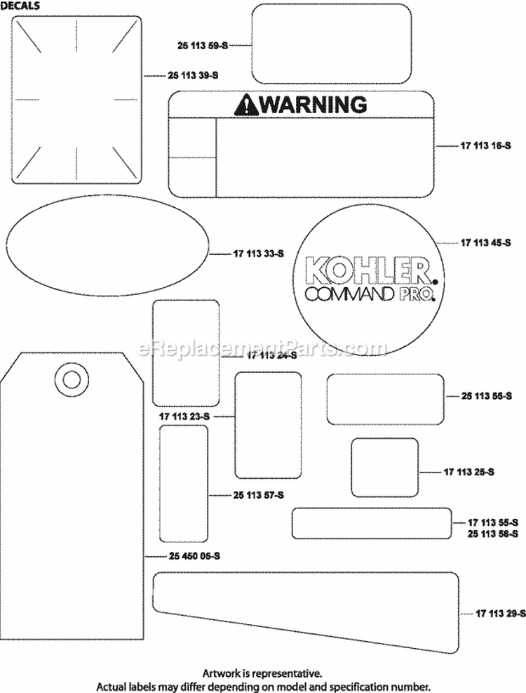 Page E Diagram and Parts List for CH395-3103  Kohler Engine
