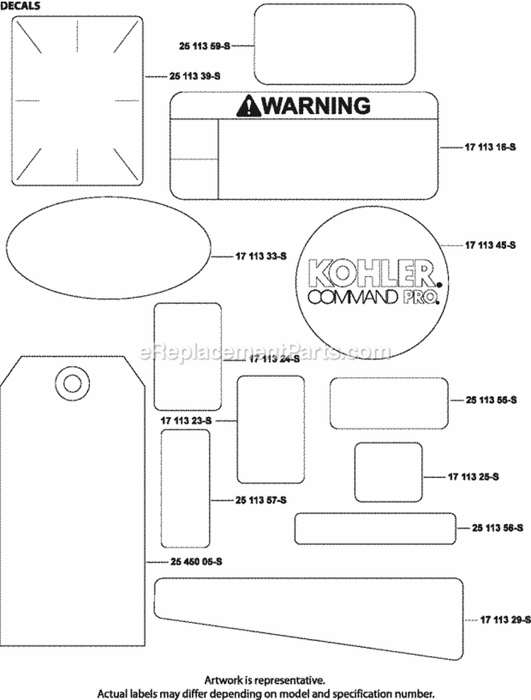Page E Diagram and Parts List for CH395-3110  Kohler Engine