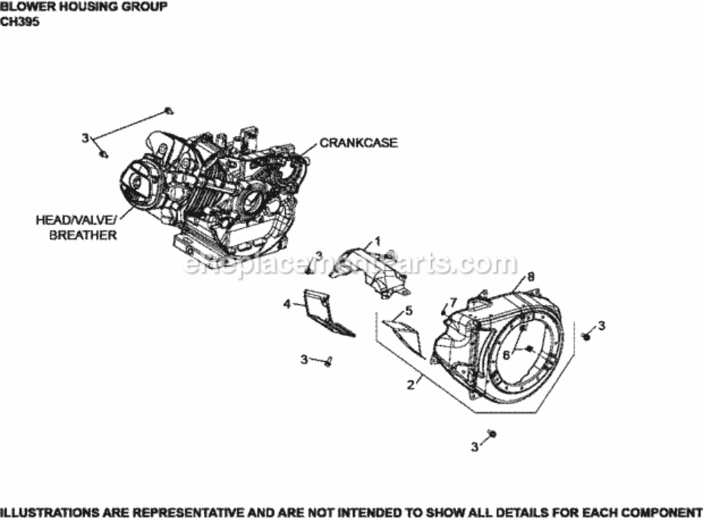 Blower_Housing_Group_Ch395-3128_Ch395 Diagram and Parts List for CH395-3128  Kohler Engine