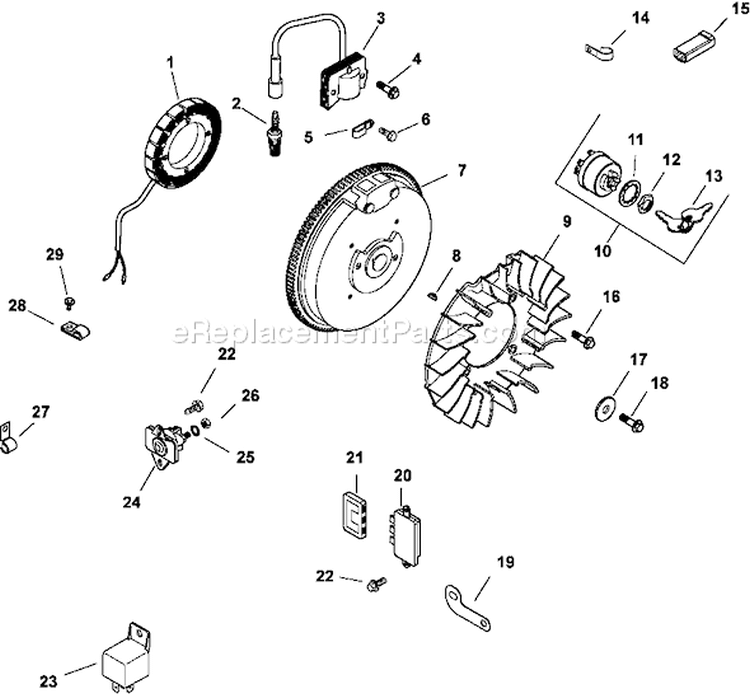 Page K Diagram and Parts List for CH430-0015  Kohler Engine