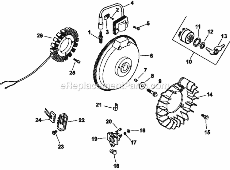 Page J Diagram and Parts List for CH13-22540  Kohler Engine