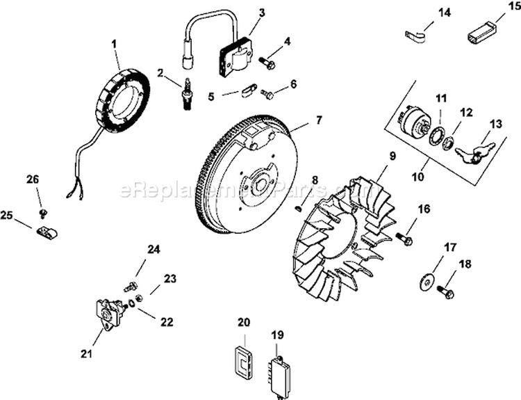 Page J Diagram and Parts List for CH430-0019  Kohler Engine