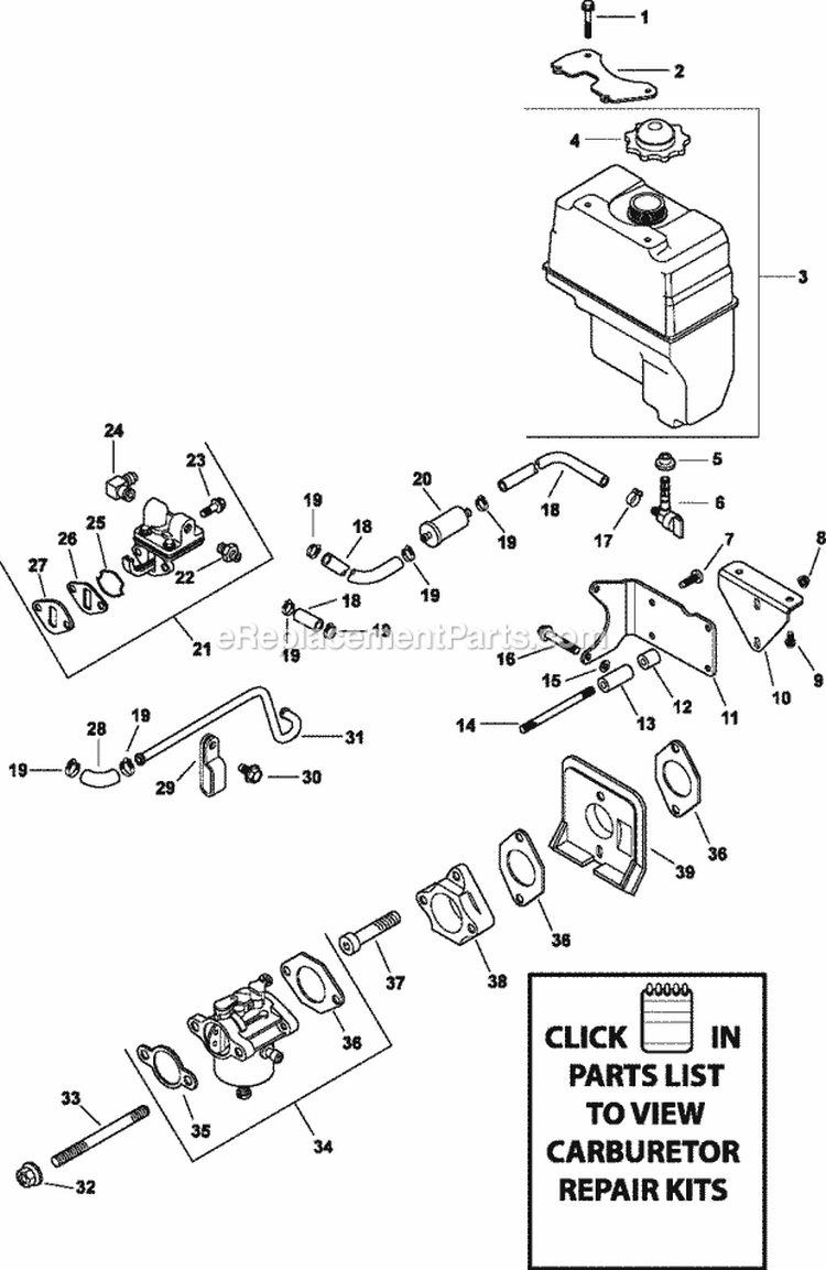 Page H Diagram and Parts List for CH410-0013  Kohler Engine