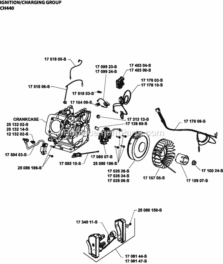 Page J Diagram and Parts List for CH440-0111  Kohler Engine