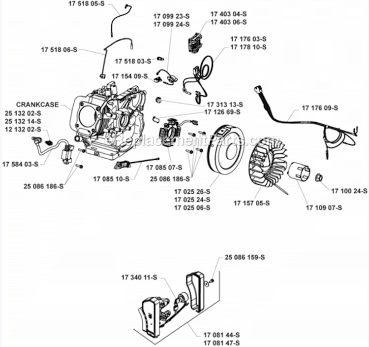 IgnitionCharging Group Diagram and Parts List for CH440-3031  Kohler Engine