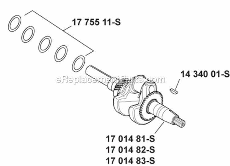 Crankshaft Group Diagram and Parts List for CH440-3031  Kohler Engine