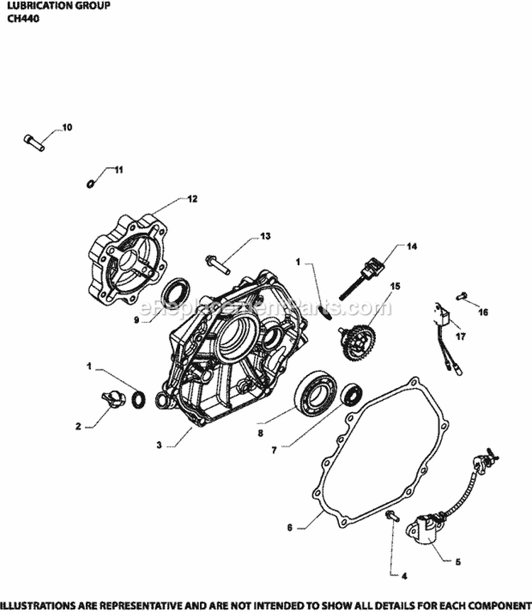 Page K Diagram and Parts List for CH440-3116  Kohler Engine