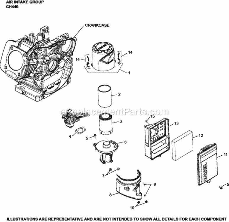 Air_Intake_Group_Ch440-3139_Ch440 Diagram and Parts List for CH440-3139  Kohler Engine