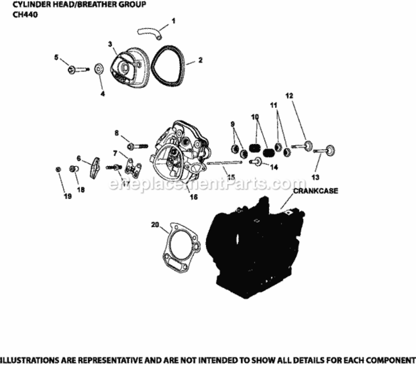 Cylinder_HeadBreather_Group_Ch440-3139_Ch440 Diagram and Parts List for CH440-3139  Kohler Engine