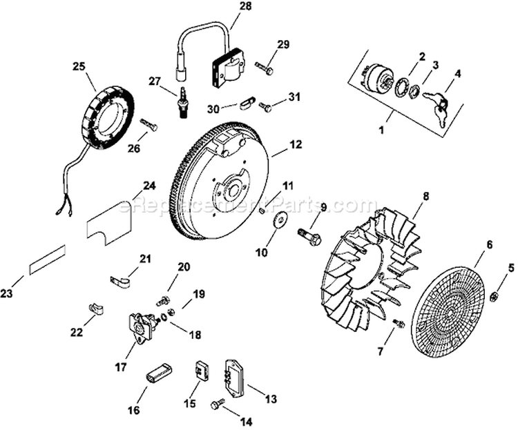 Page J Diagram and Parts List for CH450-0011  Kohler Engine