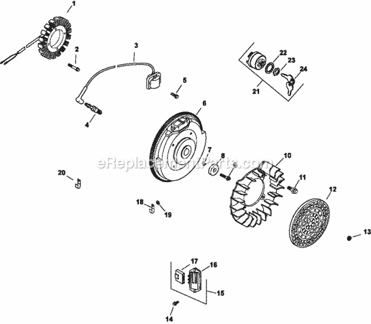 Page K Diagram and Parts List for CH20-64740  Kohler Engine